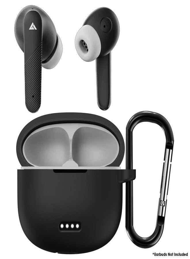 Sounce Silicone Case Cover for GOBOULT Z25 Earbuds | Shockproof Protective Case with Keychain | Front LED Visible | Black - Image 1